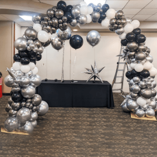 Silver and White Balloon Arch