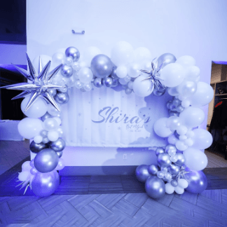 Silver and White Organic Square Balloon Arch