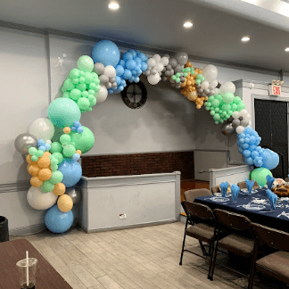 Green, White, and Blue Organic Balloon Mega Arch