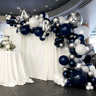Navy Blue, White, and Silver Organic Demi Arch