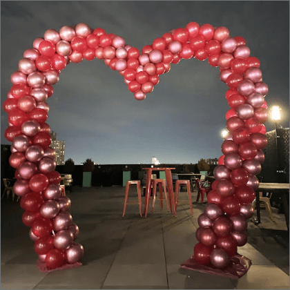 Romantic Metallic Red Heart Balloon Arch