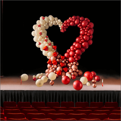 Romantic Red and White Heart Balloon Arch