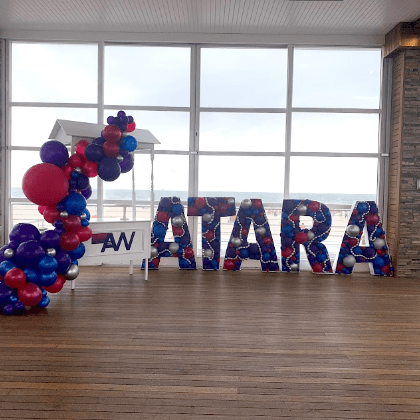 Red and Blue Letters Balloon Mosaic