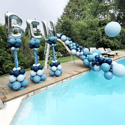 Blue Pool Balloon Decor
